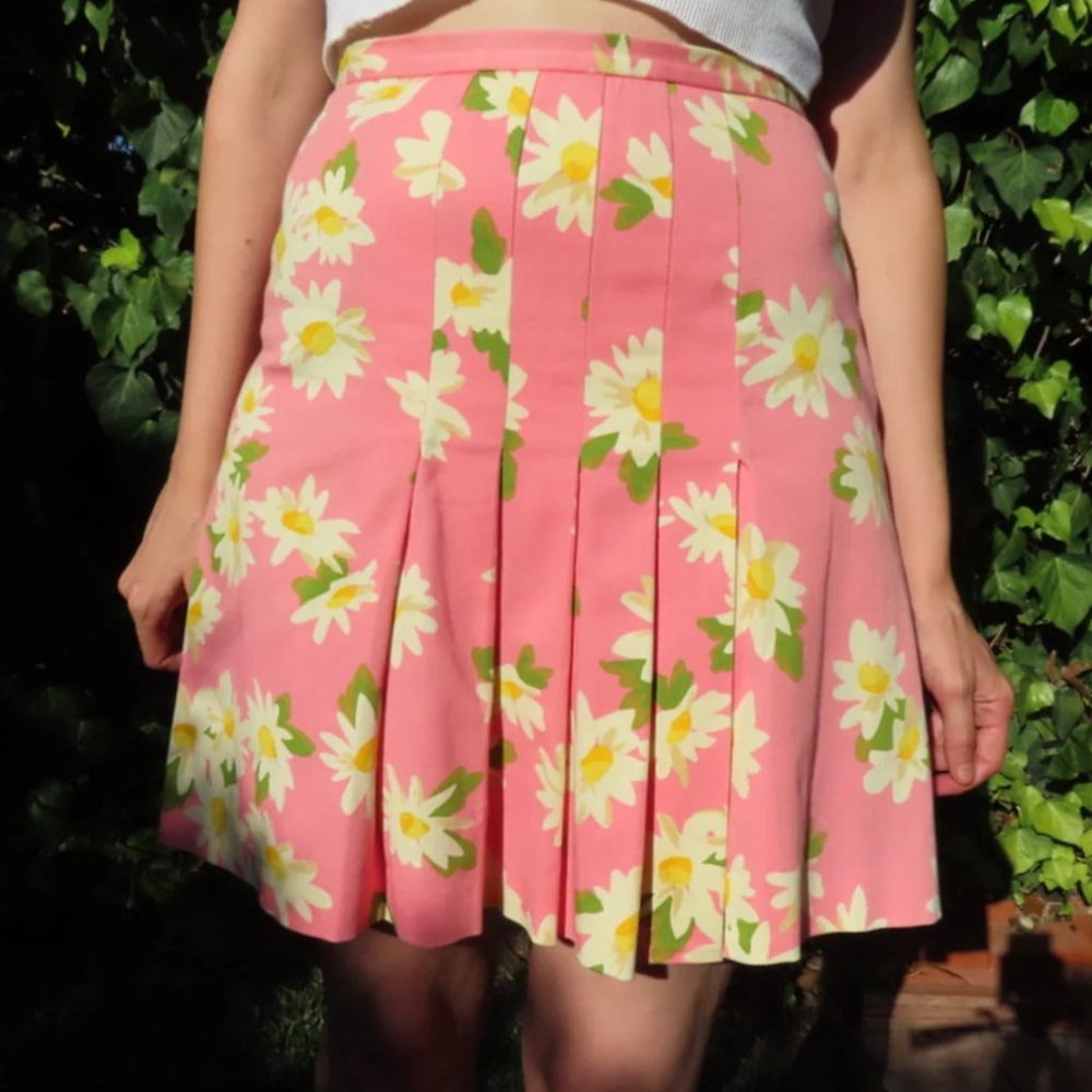 Moschino Cheap and Chic Pleated Pink Floral Skirt